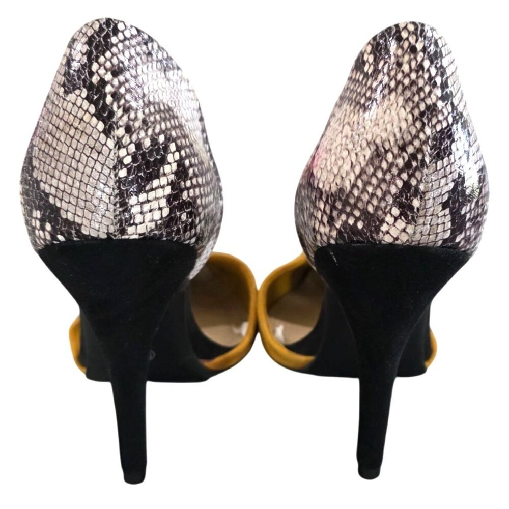 Chinese Laundry Womens 8M Pointed Toe DOrsay Heels Snakeskin & Mustard Yellow - Picture 3 of 8